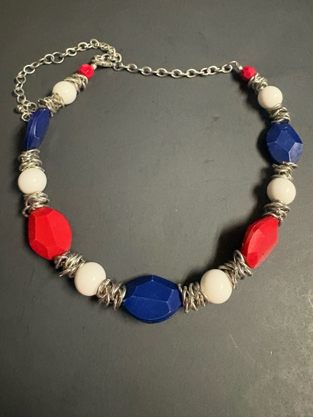 Kim Rogers Red, White & Blue Faceted Bead Necklace